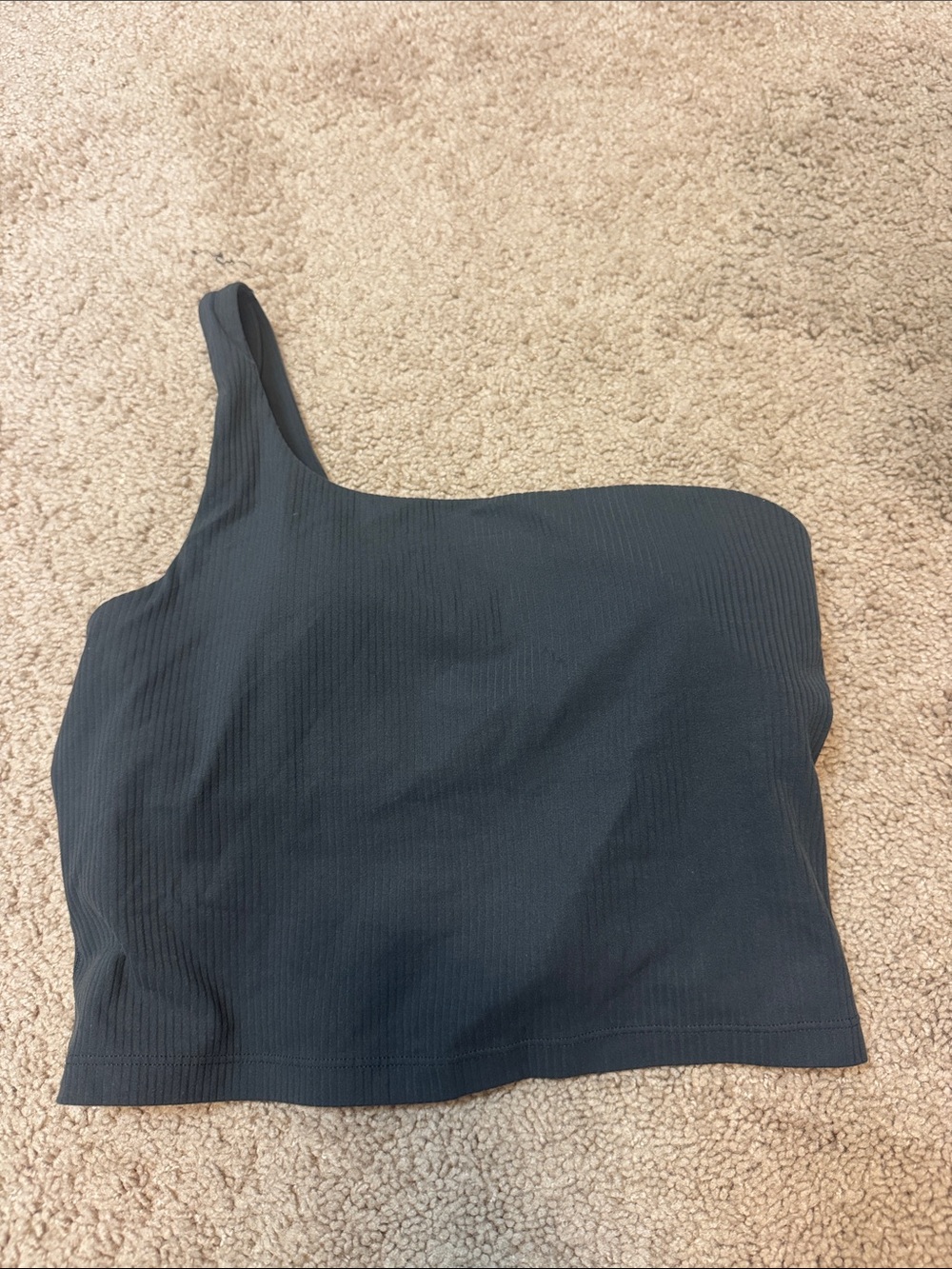 Lululemon One-Shoulder Ribbed Cropped Tank -  charcoal grey